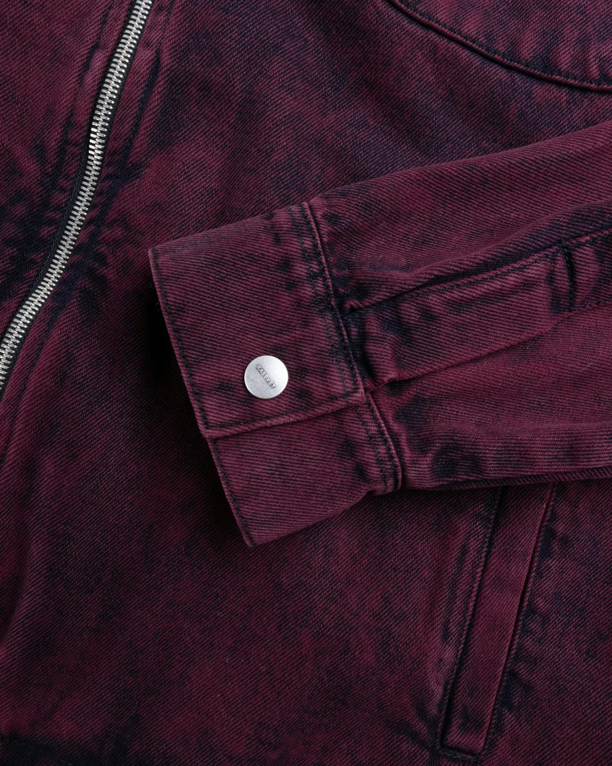 Online Rassvet Acid Wash Denim Overshirt Woven burgundy