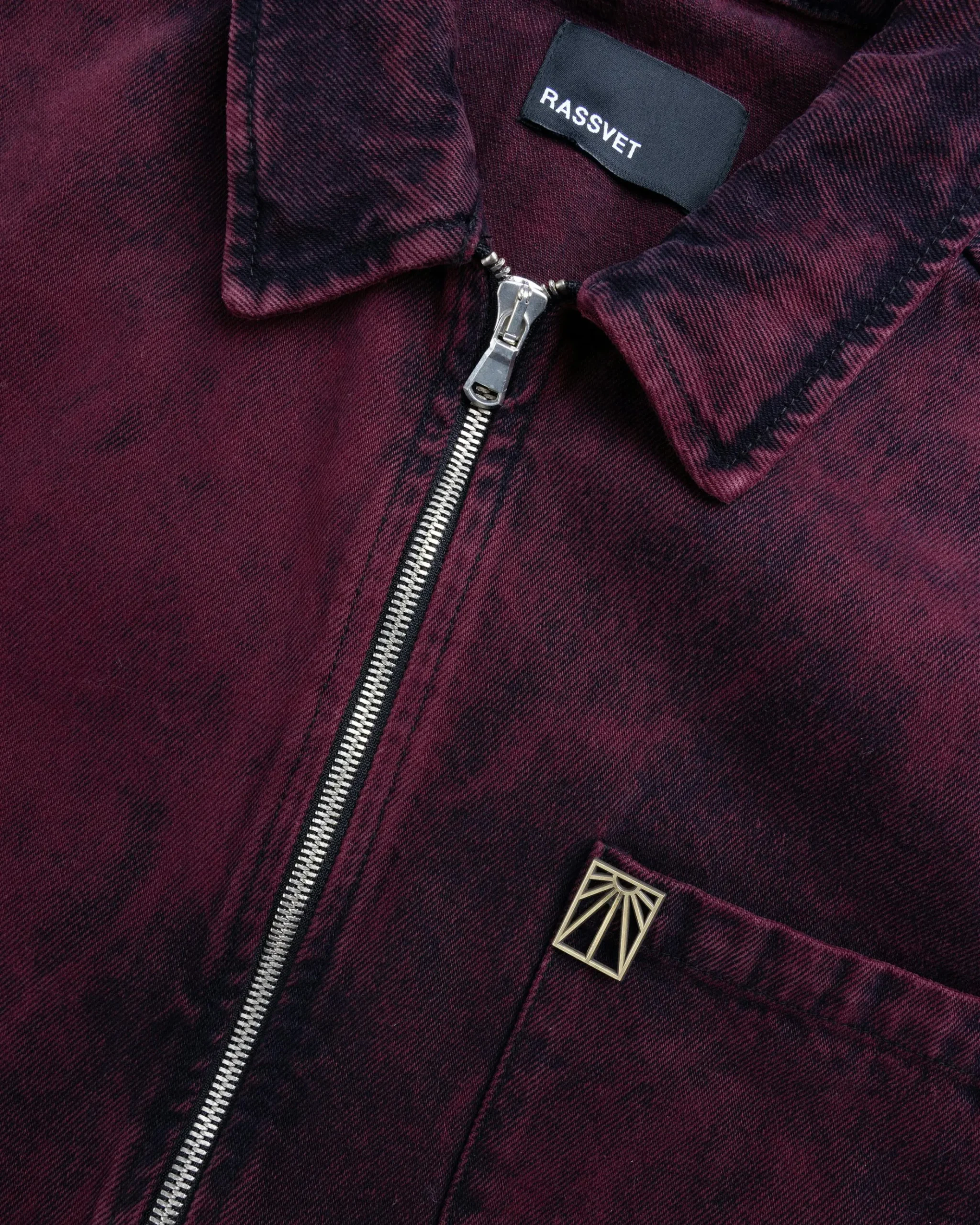 Online Rassvet Acid Wash Denim Overshirt Woven burgundy