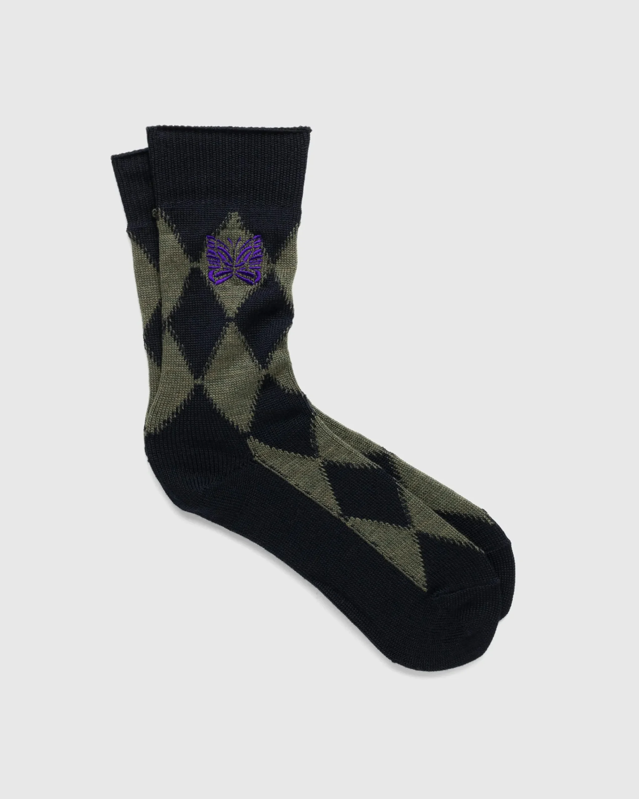 Best Needles Argyle Merino Socks olive