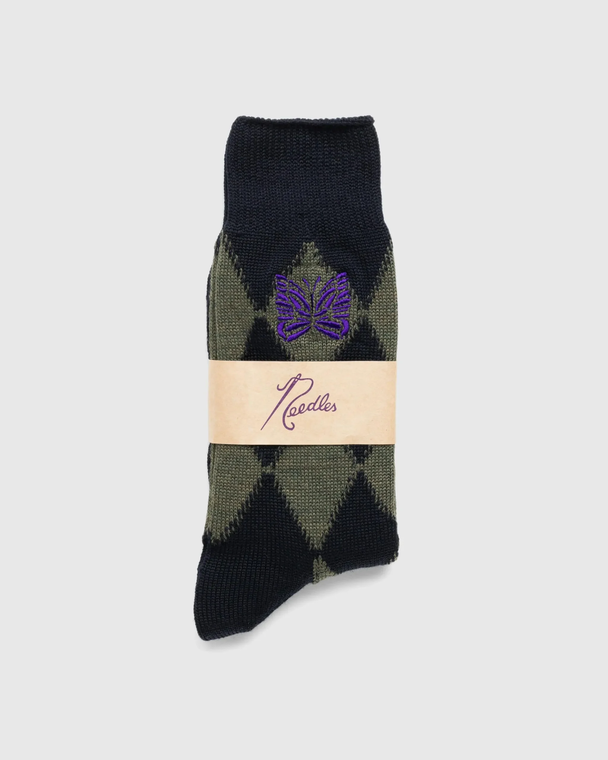 Best Needles Argyle Merino Socks olive
