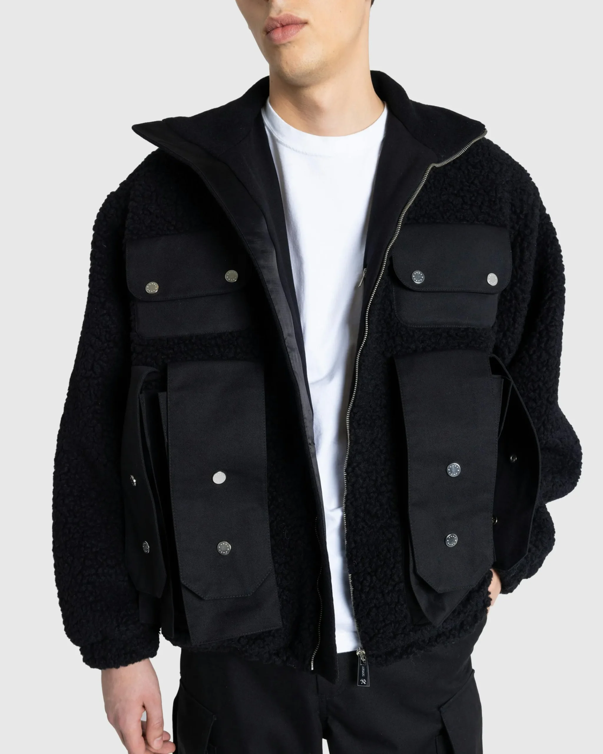Hot GmbH Bernt Teddy Wool Twill Fleece Jacket black