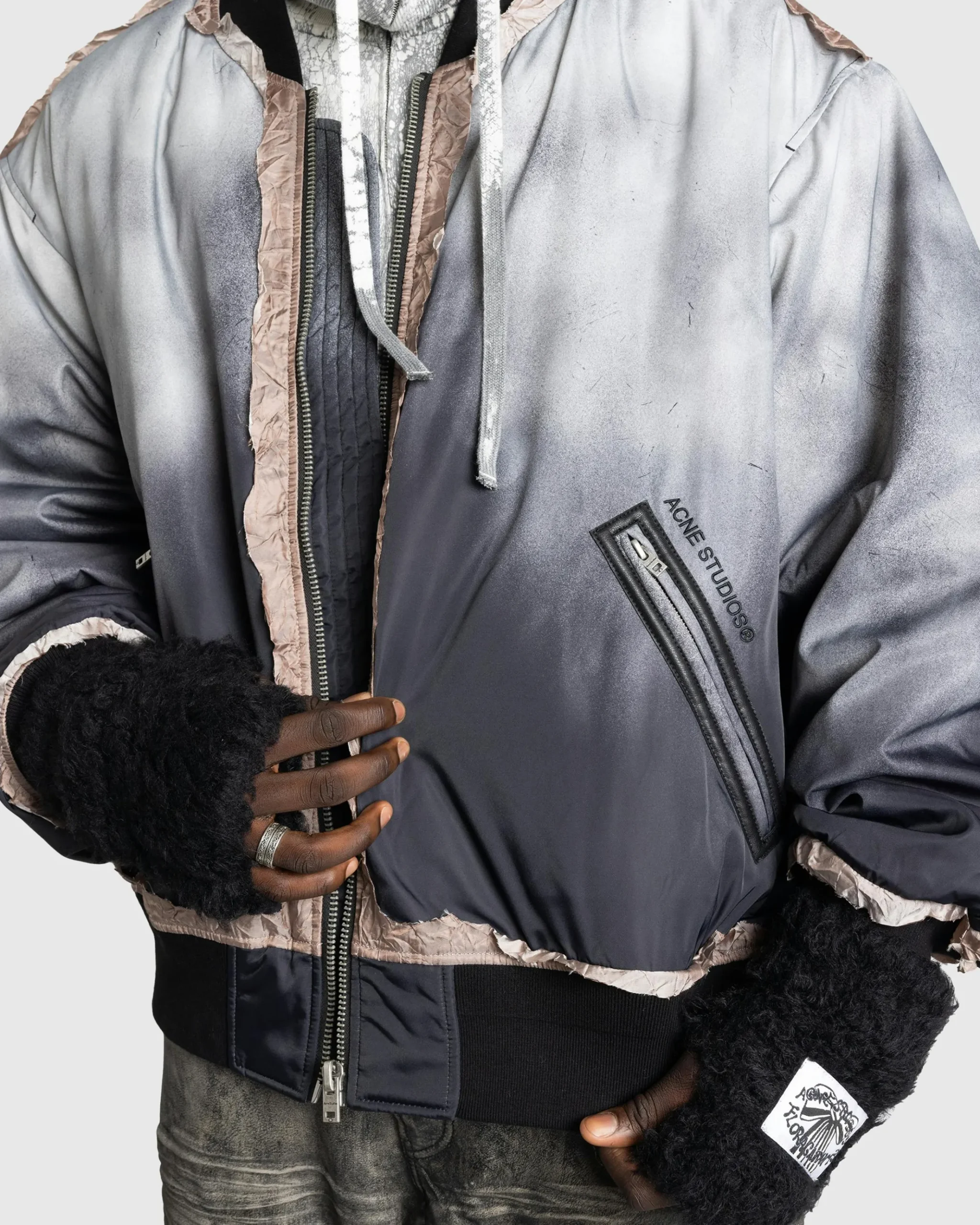 New Acne Studios Bomber Jacket Faded Black fadedblack