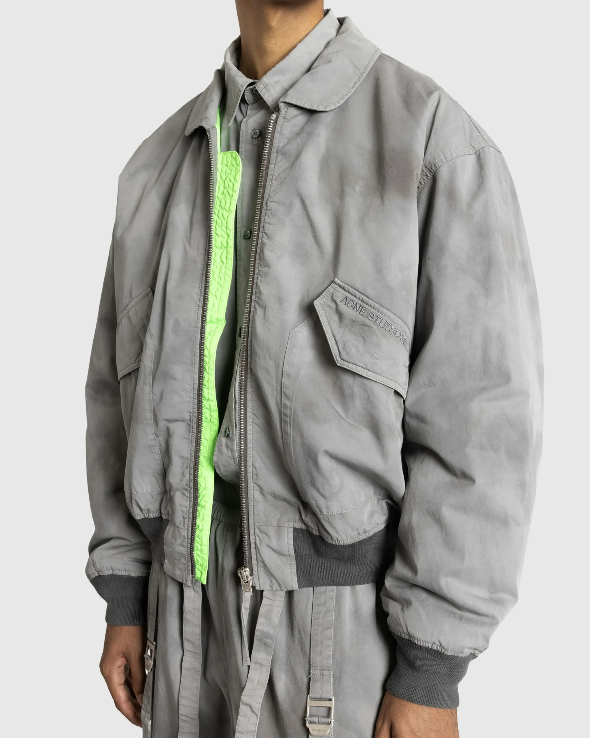 Shop Acne Studios Bomber Jacket Mid Grey midgrey