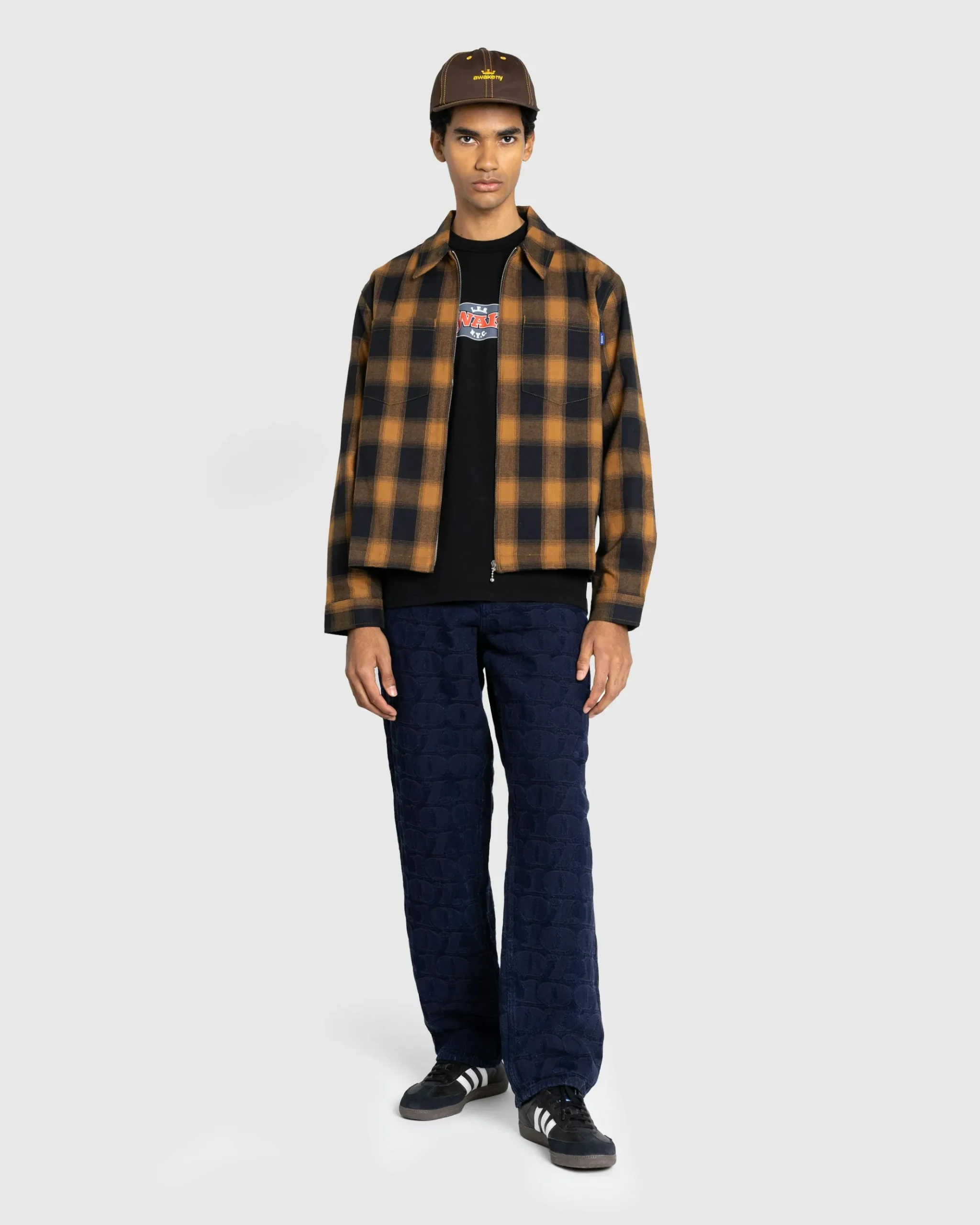 Outlet Awake NY Brushed Flannel Shirt Jacket Orange/Multi orangemulti