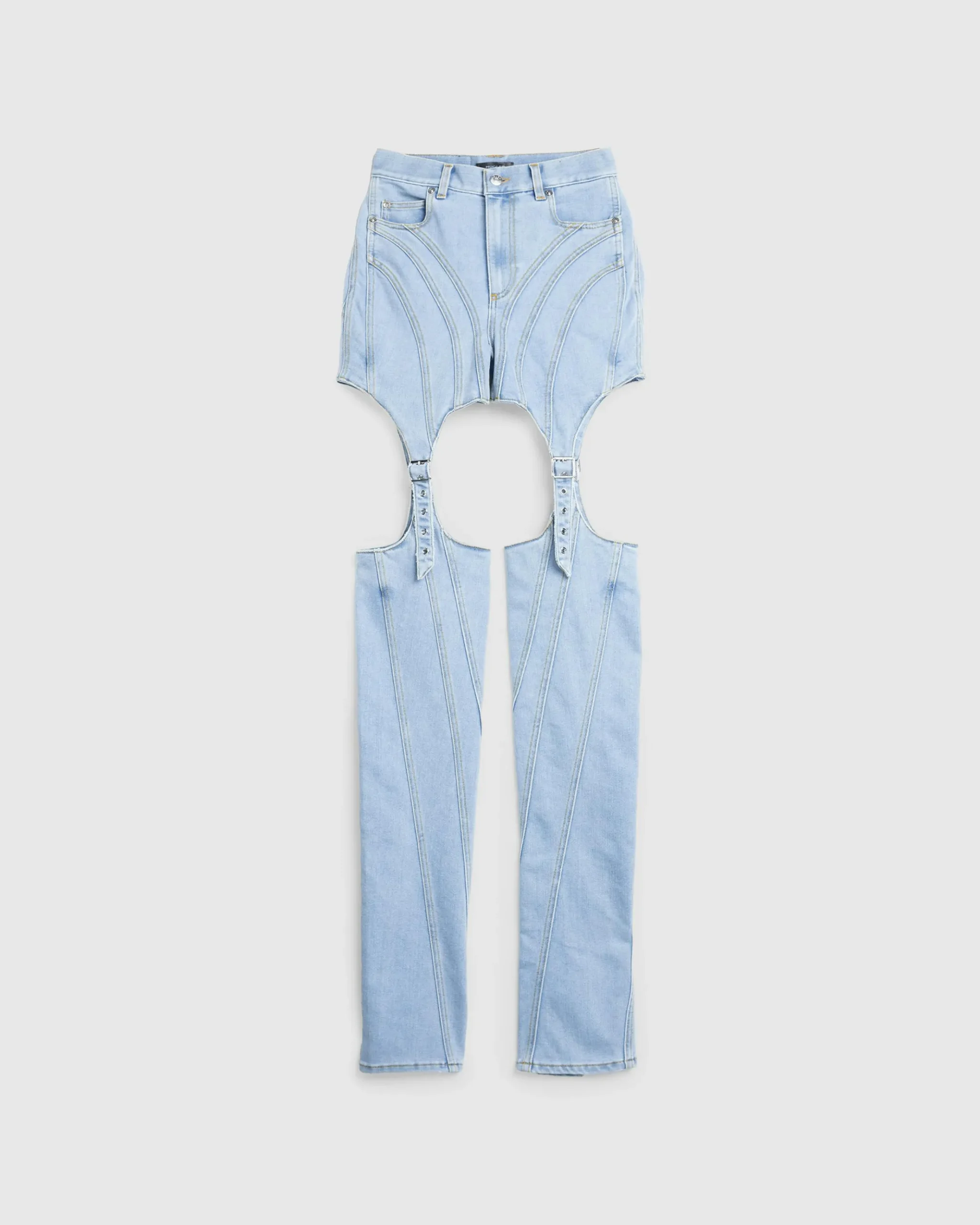 Flash Sale Mugler Buckled Chaps Skinny Jeans Tokyo Blue tokyoblue