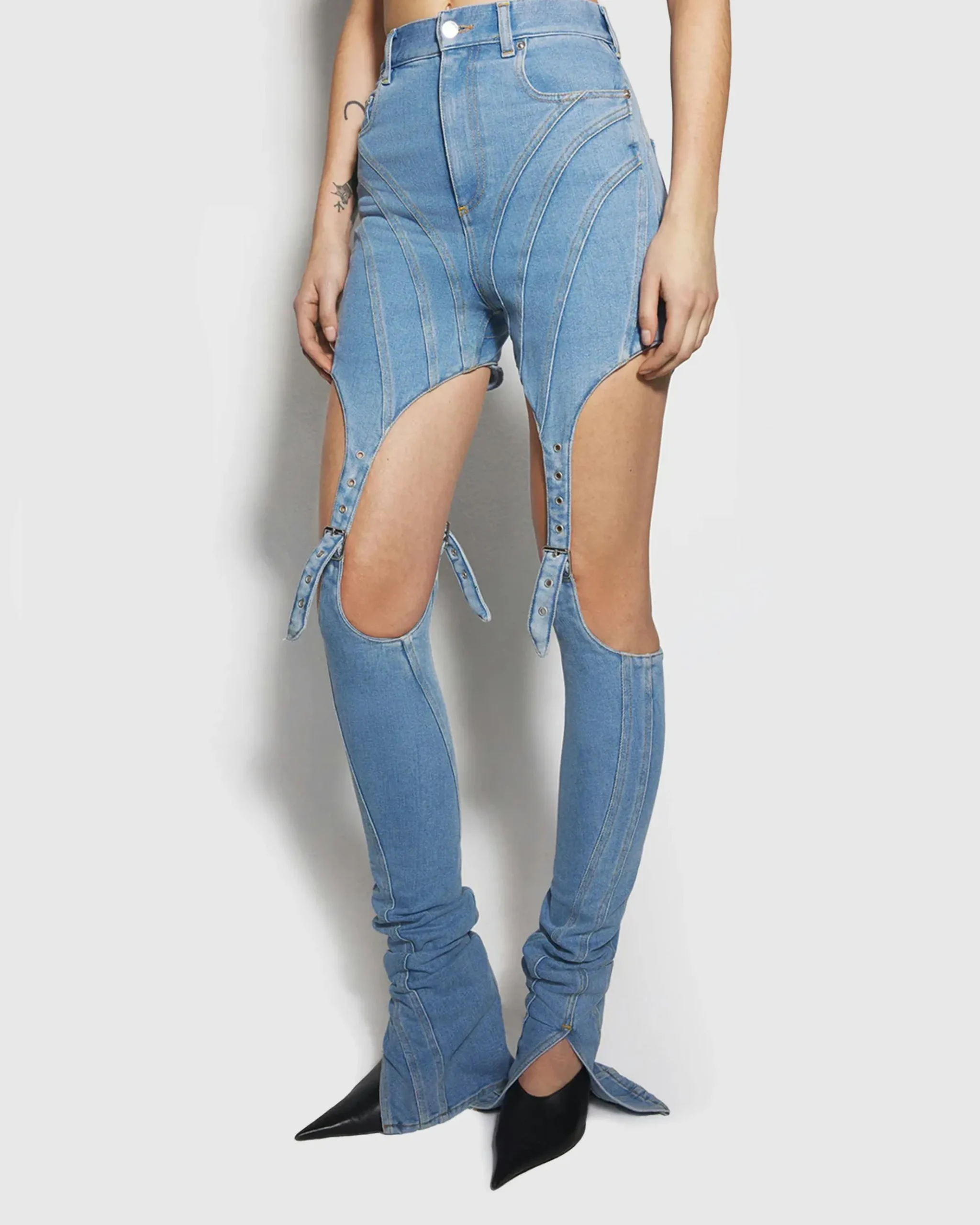 Flash Sale Mugler Buckled Chaps Skinny Jeans Tokyo Blue tokyoblue