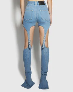 Flash Sale Mugler Buckled Chaps Skinny Jeans Tokyo Blue tokyoblue