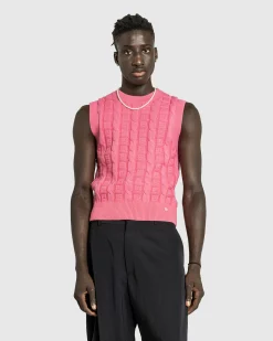 Cheap Acne Studios Cable Wool Sleeveless Jumper Tango Pink tangopink