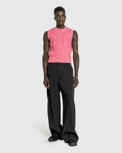 Cheap Acne Studios Cable Wool Sleeveless Jumper Tango Pink tangopink