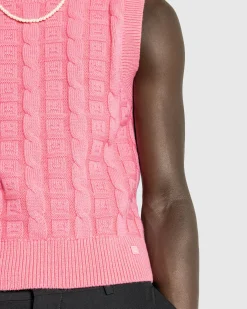Cheap Acne Studios Cable Wool Sleeveless Jumper Tango Pink tangopink
