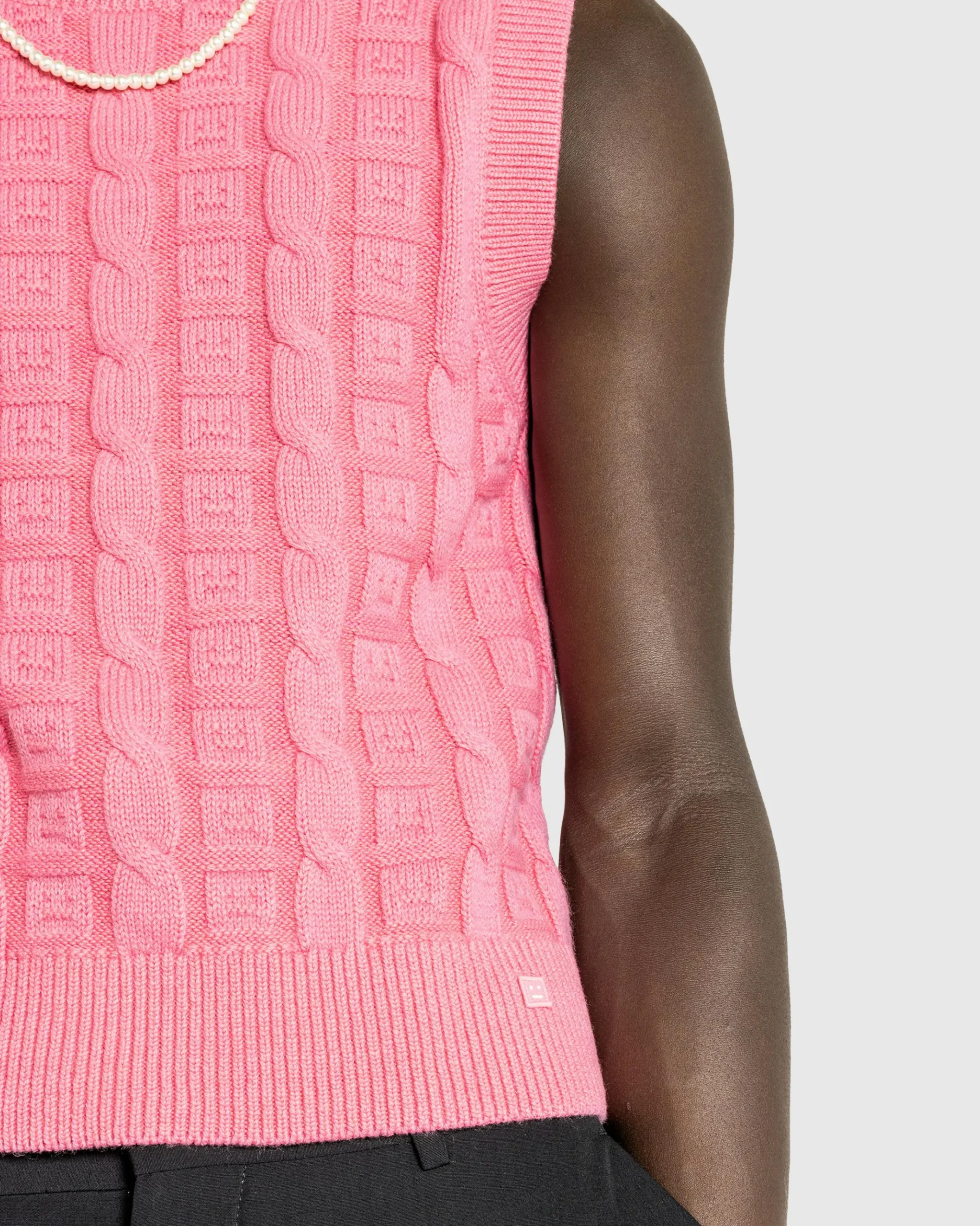 Cheap Acne Studios Cable Wool Sleeveless Jumper Tango Pink tangopink