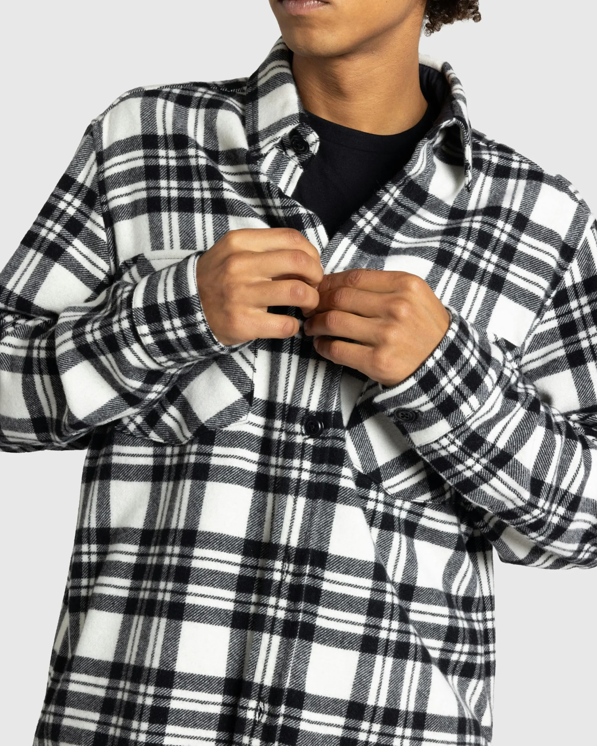 Discount Woolrich Black Label Cashmere Shirt Jacket Black/White blackwhite