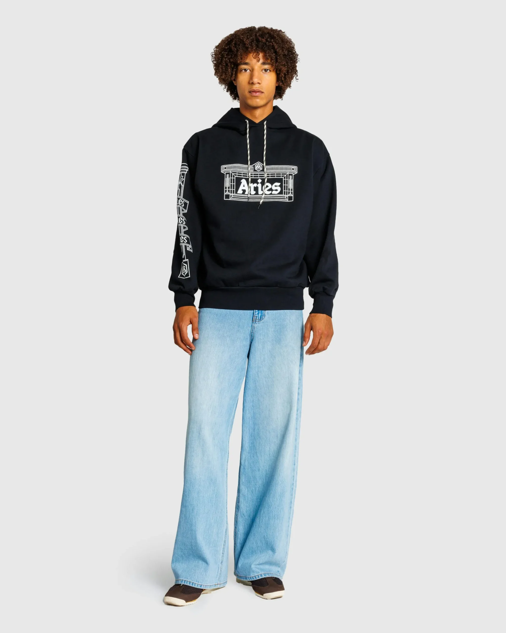 Shop Aries Column Hoodie black