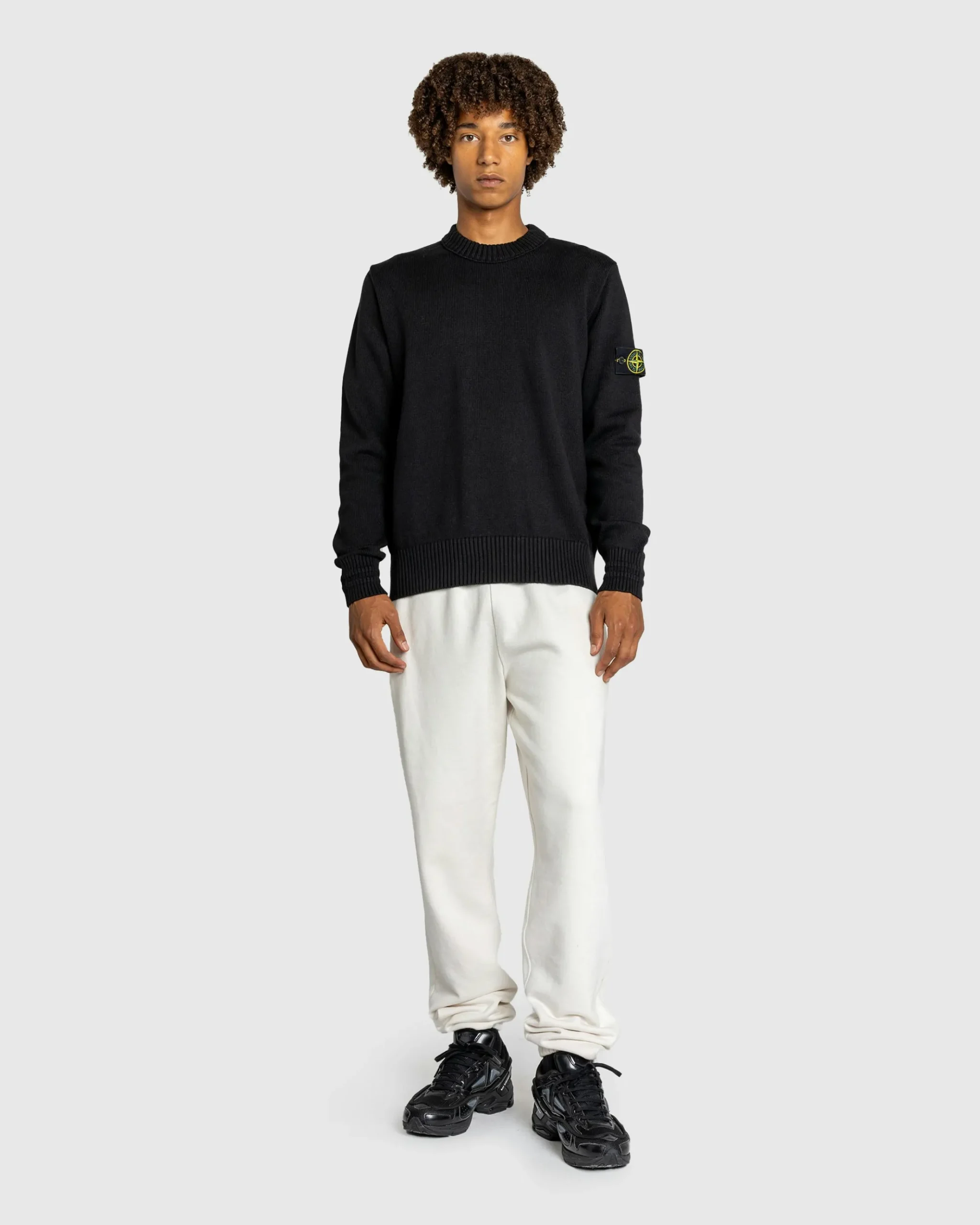 Discount Stone Island Compass Logo Badge Sweater black