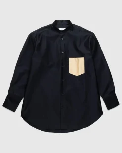 Store J.W. Anderson Contrast Patch Pocket Oversized Shirt Navy blue