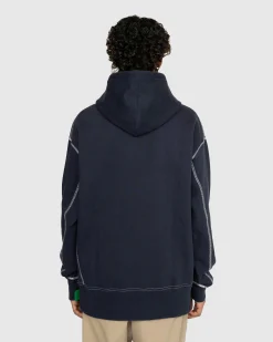 Outlet Highsnobiety Contrast Stitch Fleece Hoodie navy