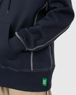 Outlet Highsnobiety Contrast Stitch Fleece Hoodie navy