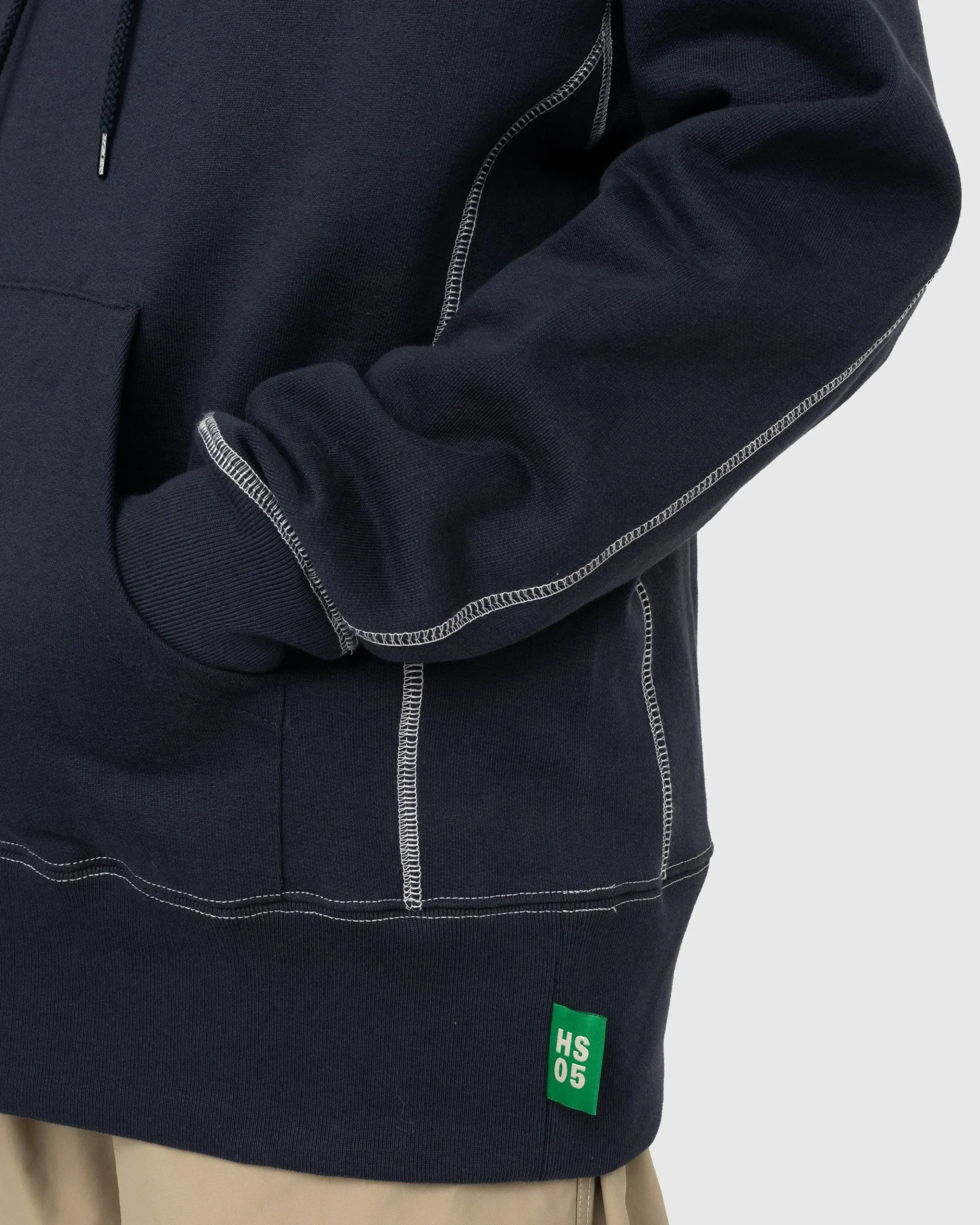 Outlet Highsnobiety Contrast Stitch Fleece Hoodie navy