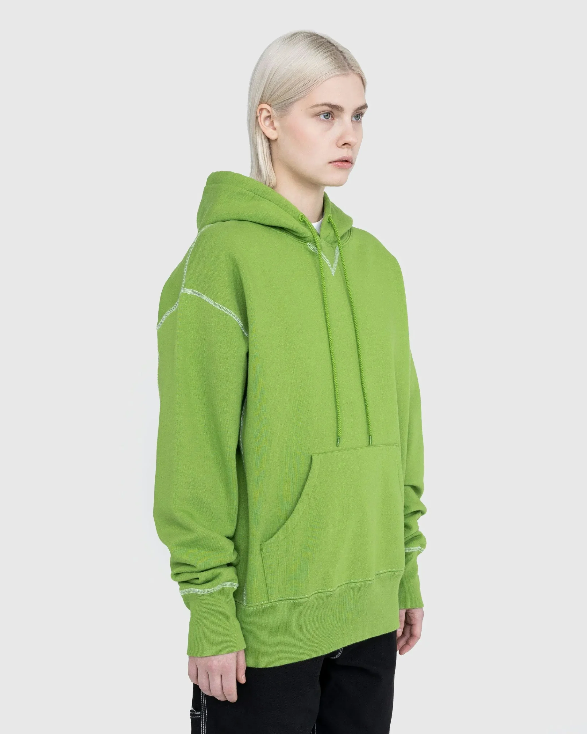 New Highsnobiety Contrast Stitch Fleece Hoodie green