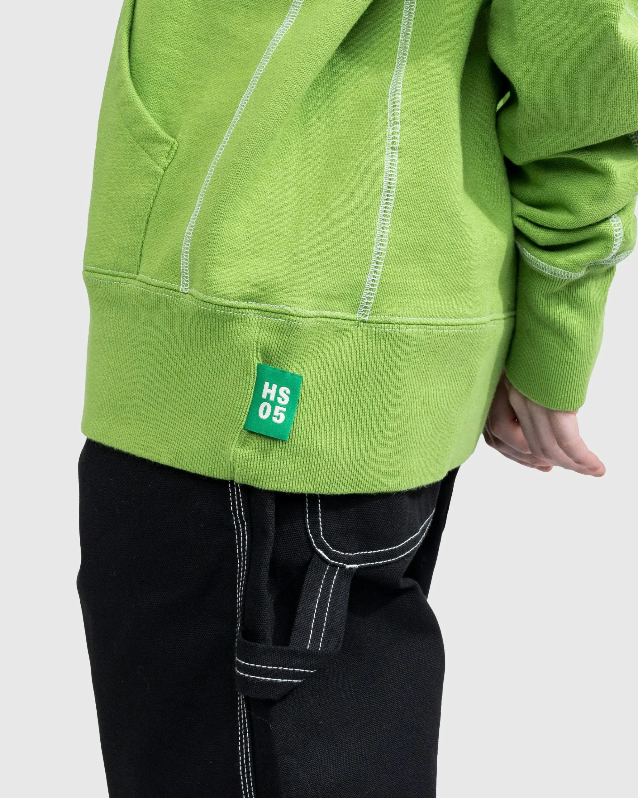 New Highsnobiety Contrast Stitch Fleece Hoodie green