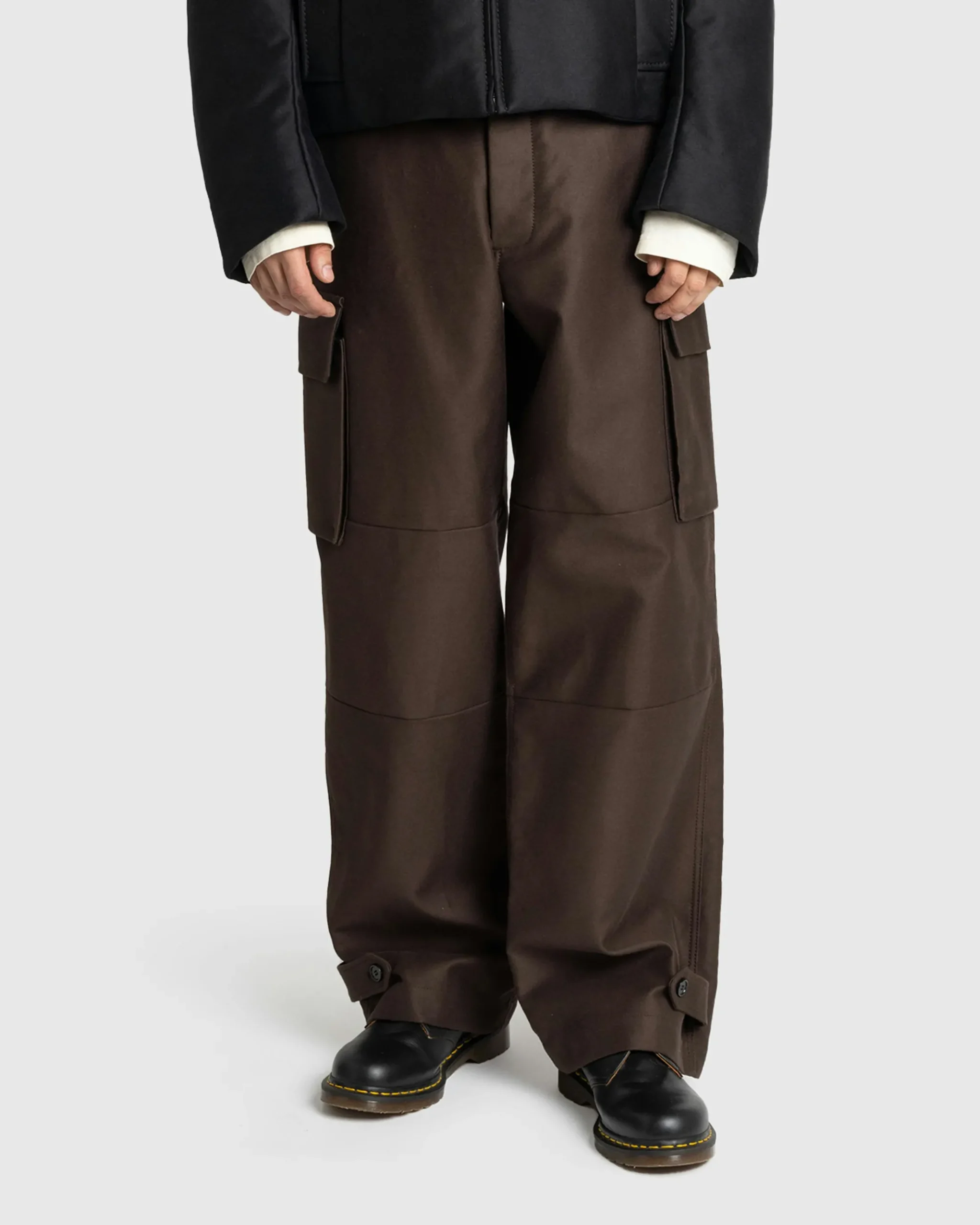 Shop Marni Cotton Cargo Trousers moca
