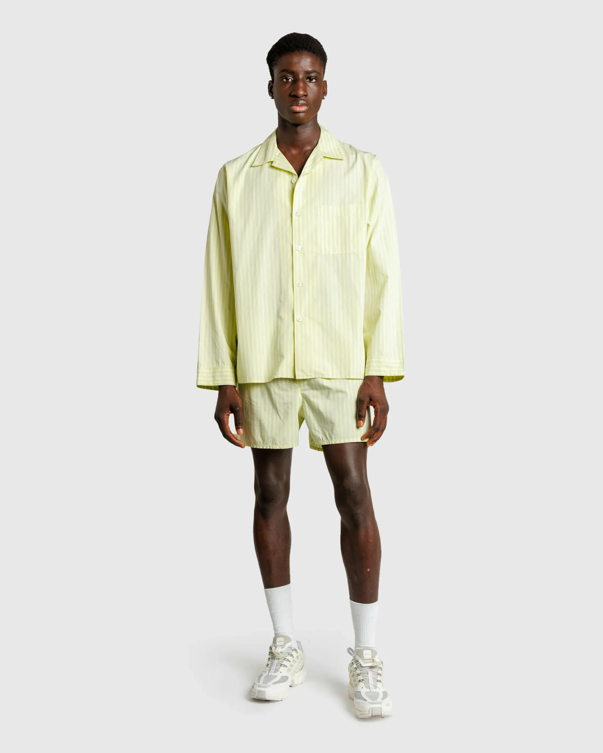 Best Sale Tekla Cotton Poplin Pyjamas Shirt Light Moss Stripes lightmossstripes