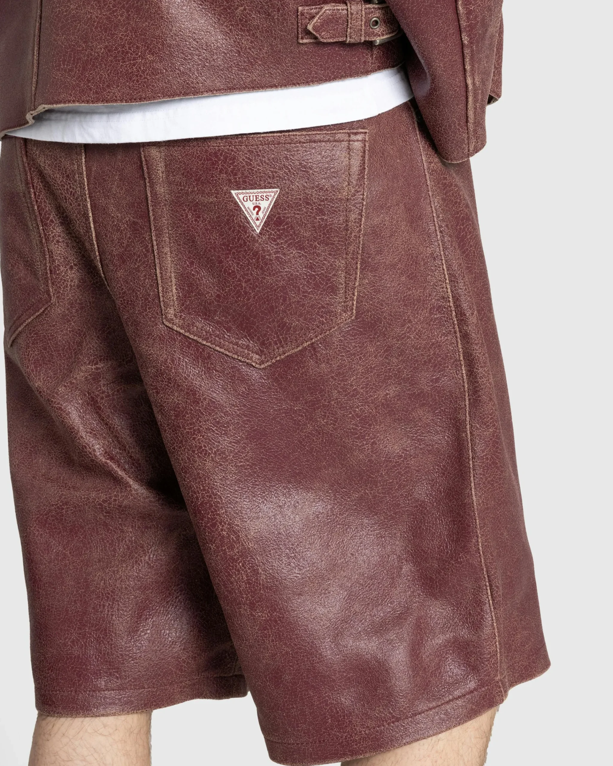 Best Sale Guess USA Crackle Leather Shorts Petite Syrah Multi f5f7