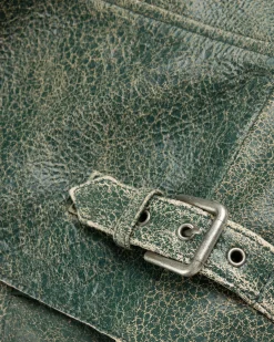 Hot Guess USA Crackled Leather Jacket Castle Multi green