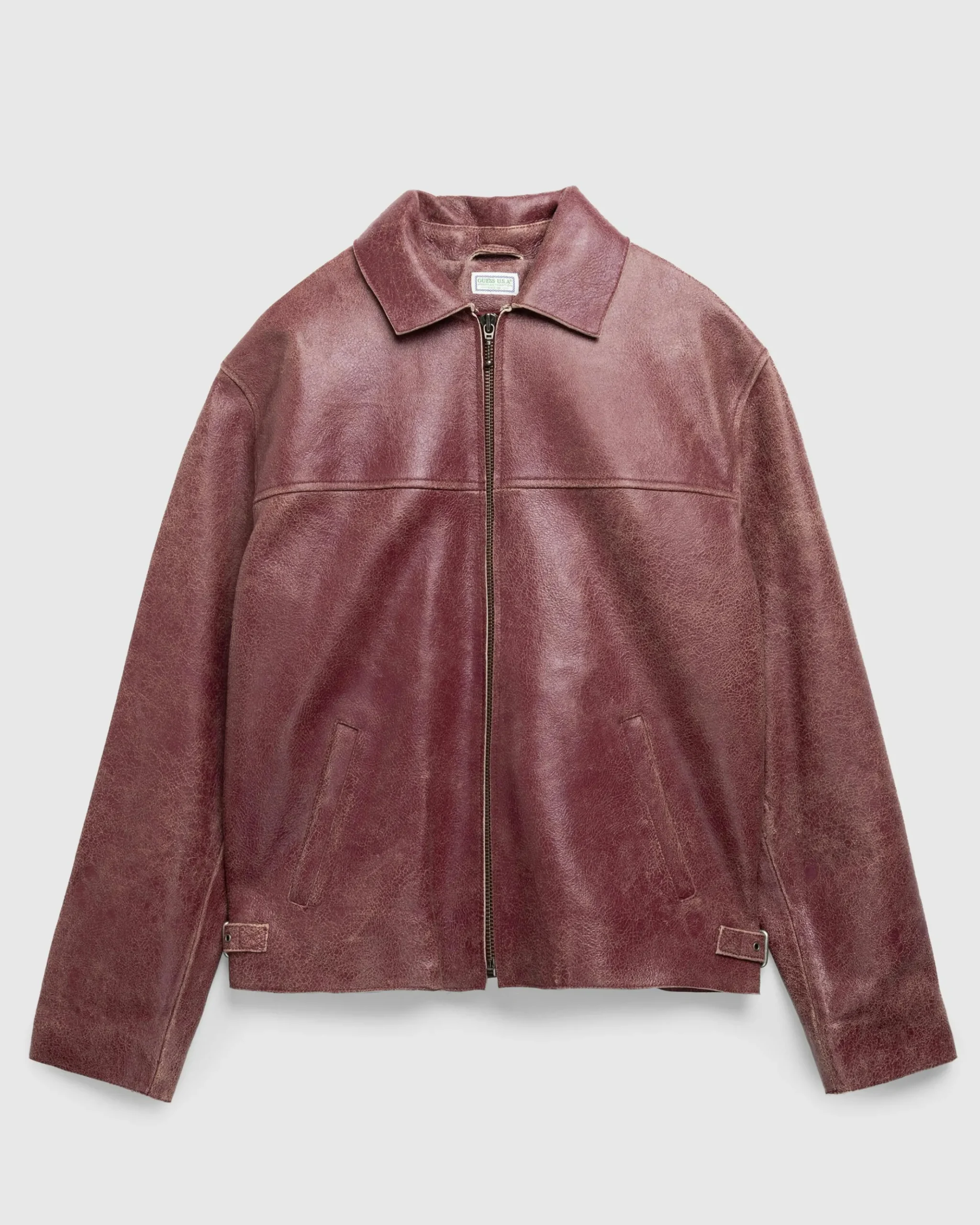 Fashion Guess USA Crackled Leather Jacket Petite Syrah Multi red