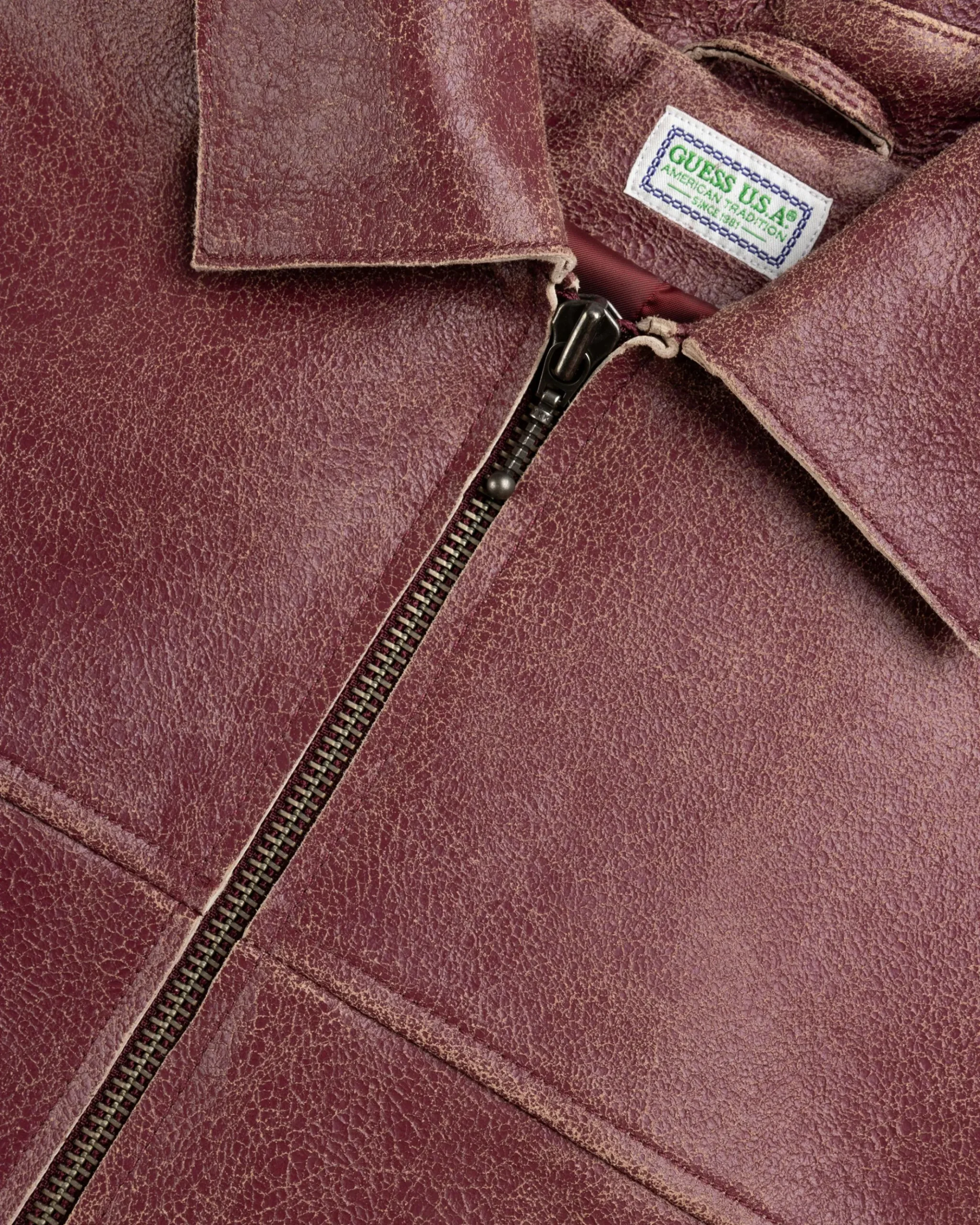 Fashion Guess USA Crackled Leather Jacket Petite Syrah Multi red