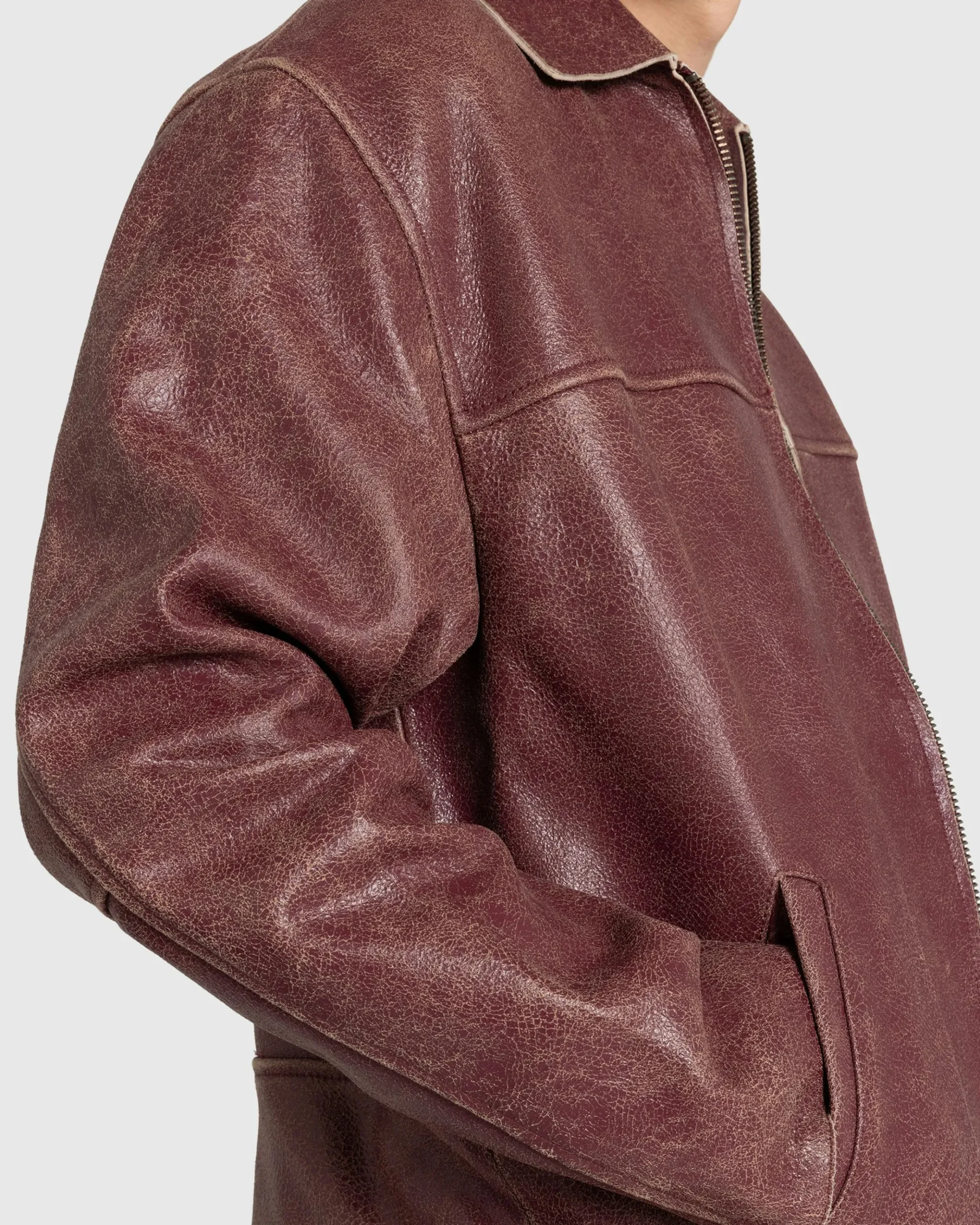 Fashion Guess USA Crackled Leather Jacket Petite Syrah Multi red