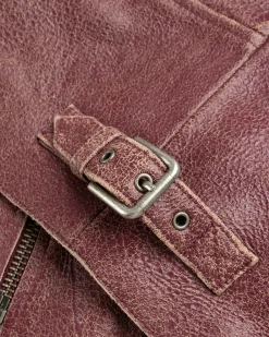 Fashion Guess USA Crackled Leather Jacket Petite Syrah Multi red