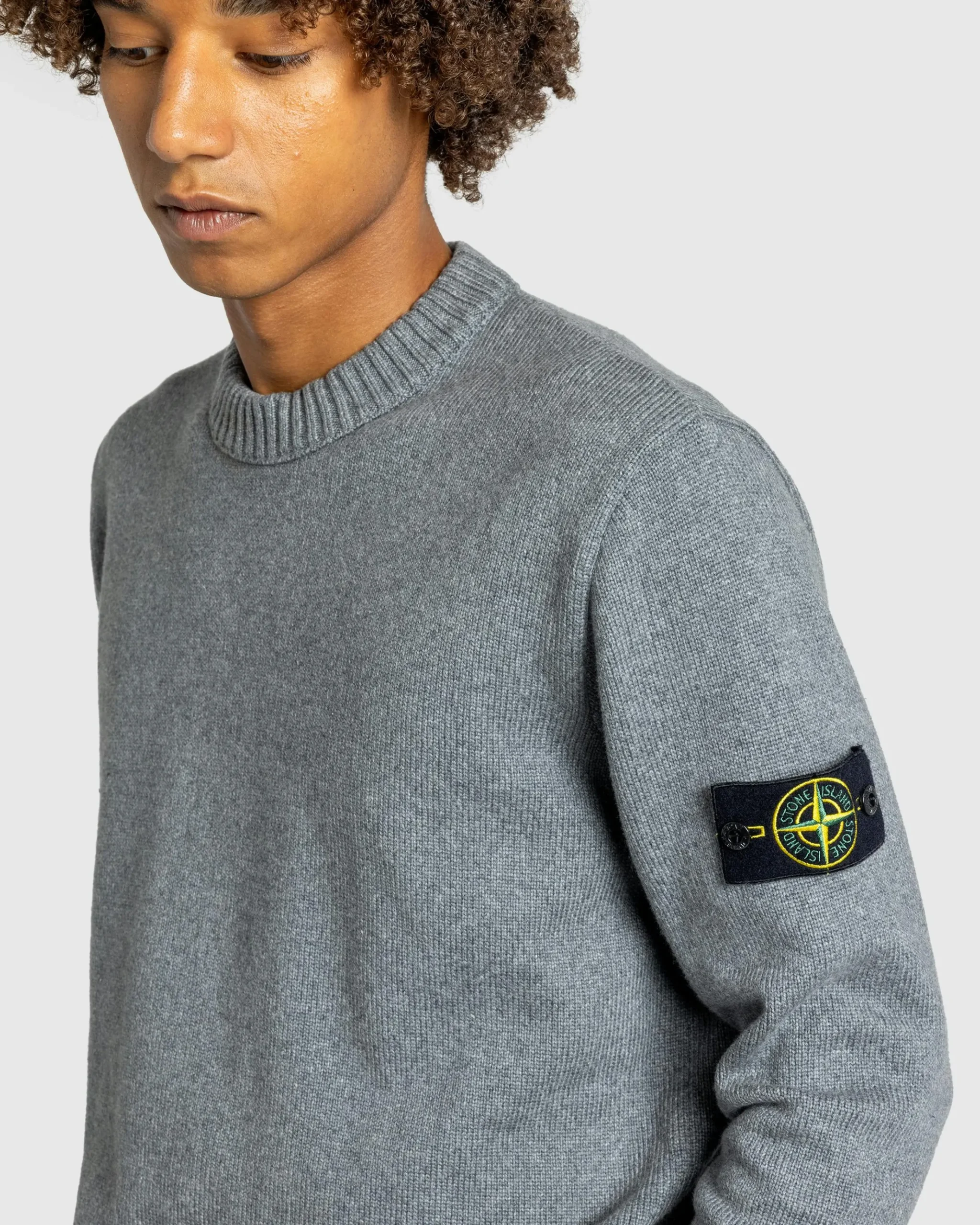 Shop Stone Island Crewneck Sweater Melange Grey melangegrey