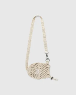 Cheap SSU Crochet Mesh Crossbody Bag tan