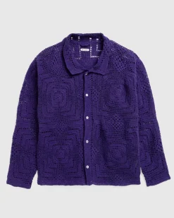 Discount Bode Crochet Overshirt purple