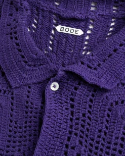 Discount Bode Crochet Overshirt purple