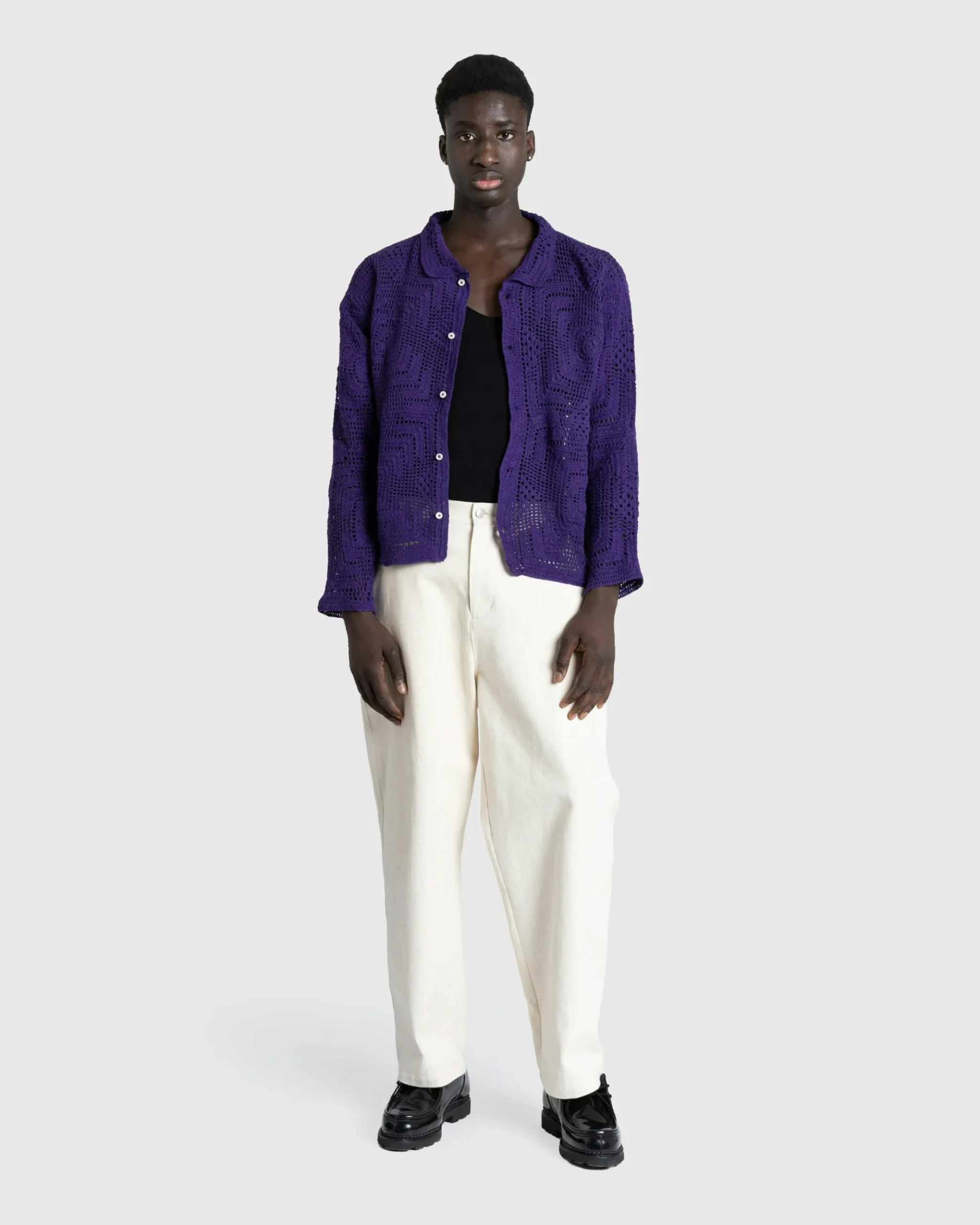 Discount Bode Crochet Overshirt purple