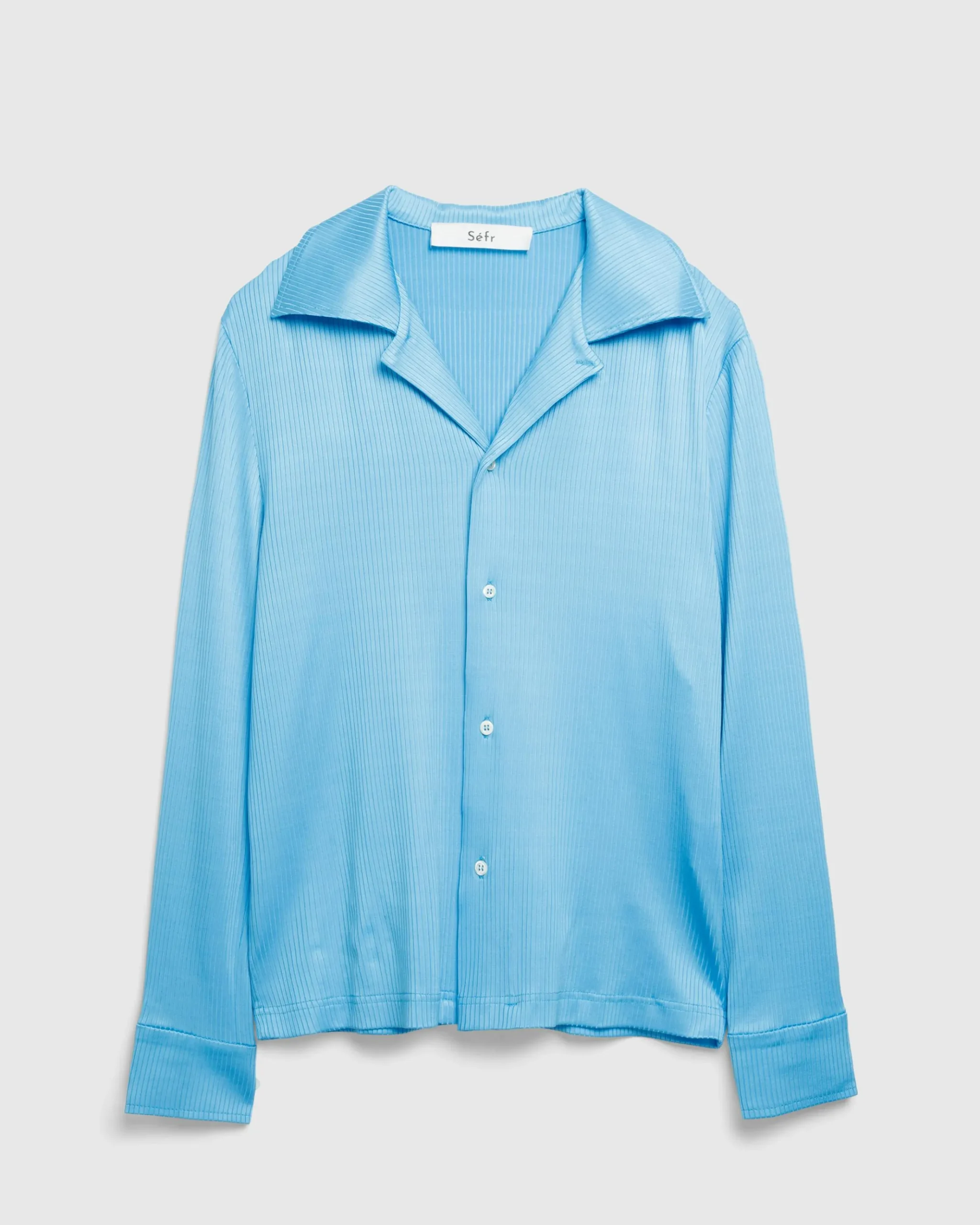 Outlet Séfr Darian Shirt Cyan Jersey Rib cyanjerseyrib