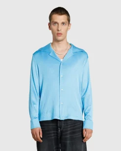 Outlet Séfr Darian Shirt Cyan Jersey Rib cyanjerseyrib