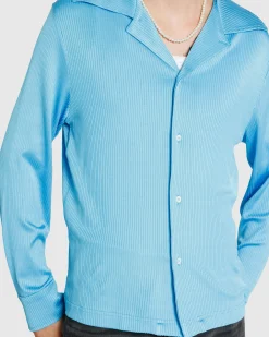 Outlet Séfr Darian Shirt Cyan Jersey Rib cyanjerseyrib