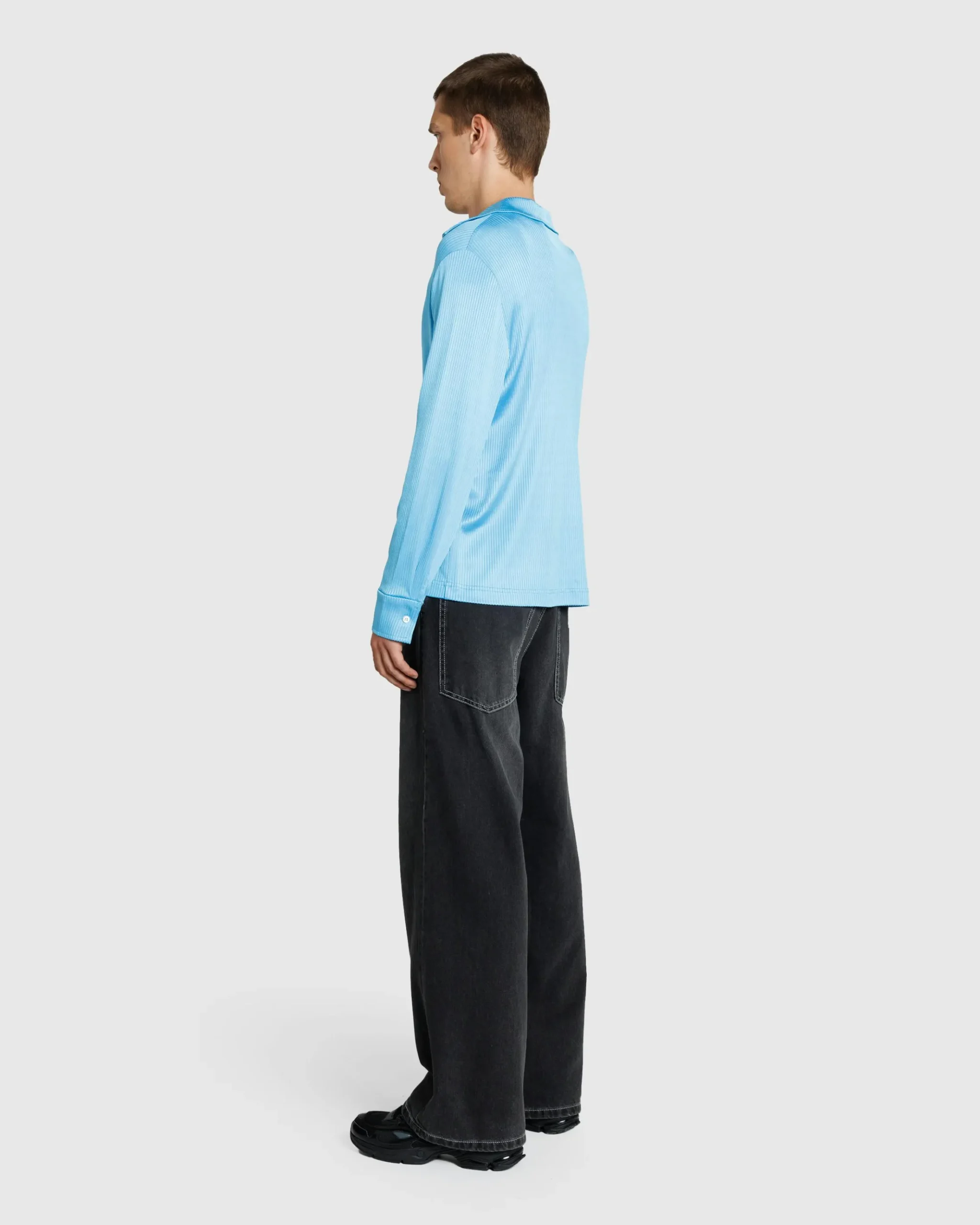 Outlet Séfr Darian Shirt Cyan Jersey Rib cyanjerseyrib