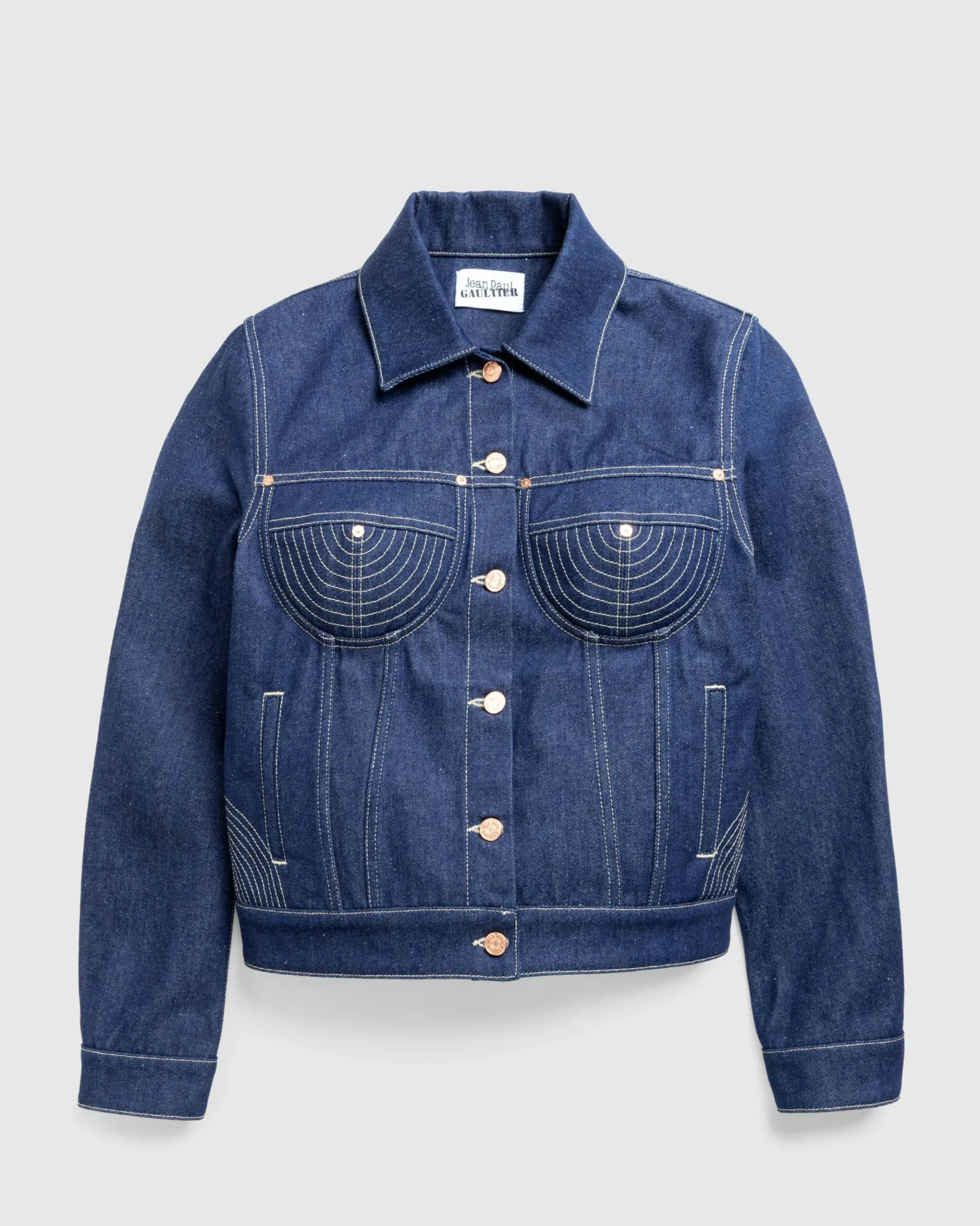 Flash Sale Jean Paul Gaultier Denim Jacket With Contrast Topstitching Madonna Inspired indigo/tabac