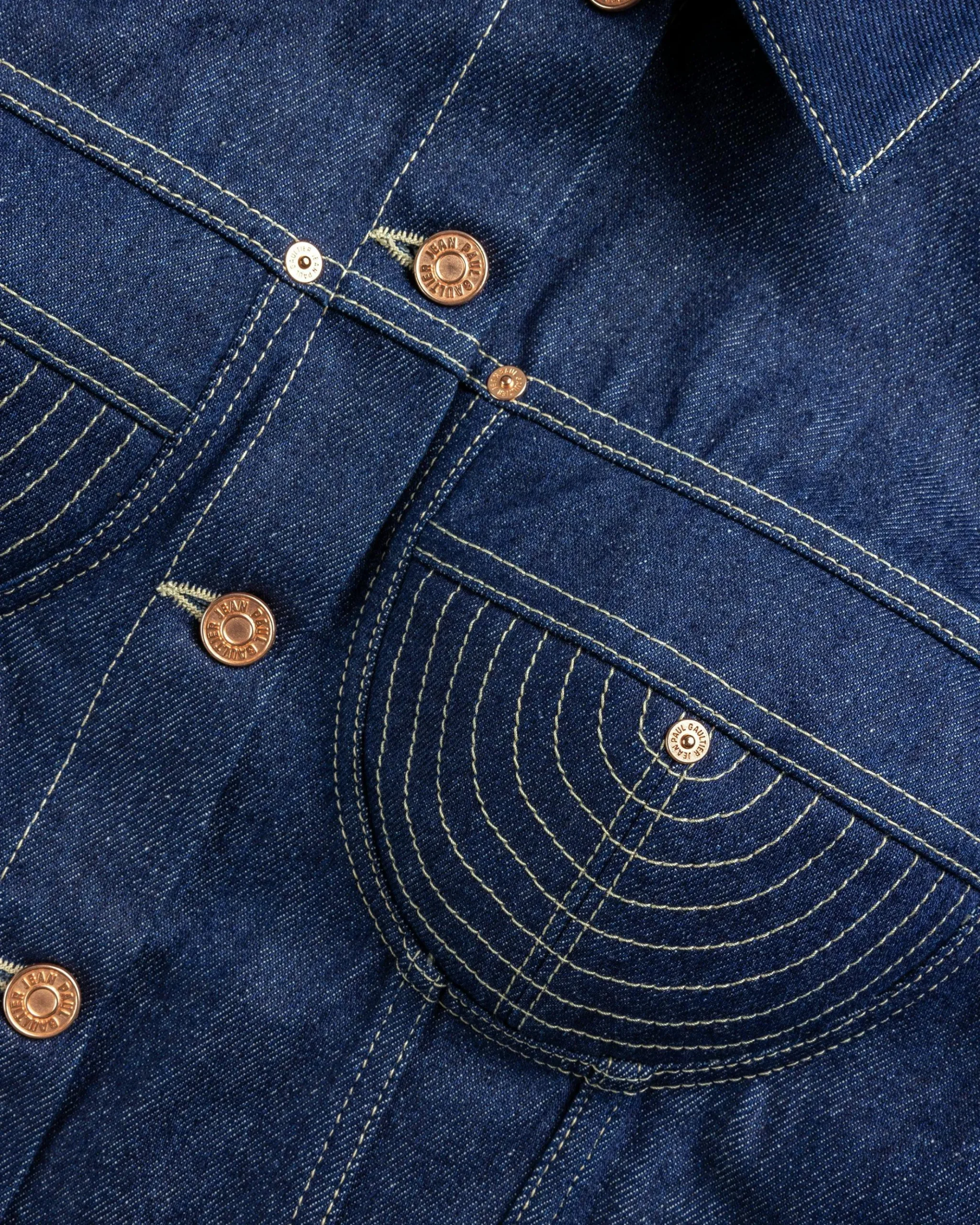 Flash Sale Jean Paul Gaultier Denim Jacket With Contrast Topstitching Madonna Inspired indigo/tabac
