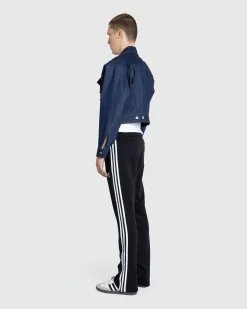 Shop Jean Paul Gaultier Denim Jacket With Lace Detail indigo