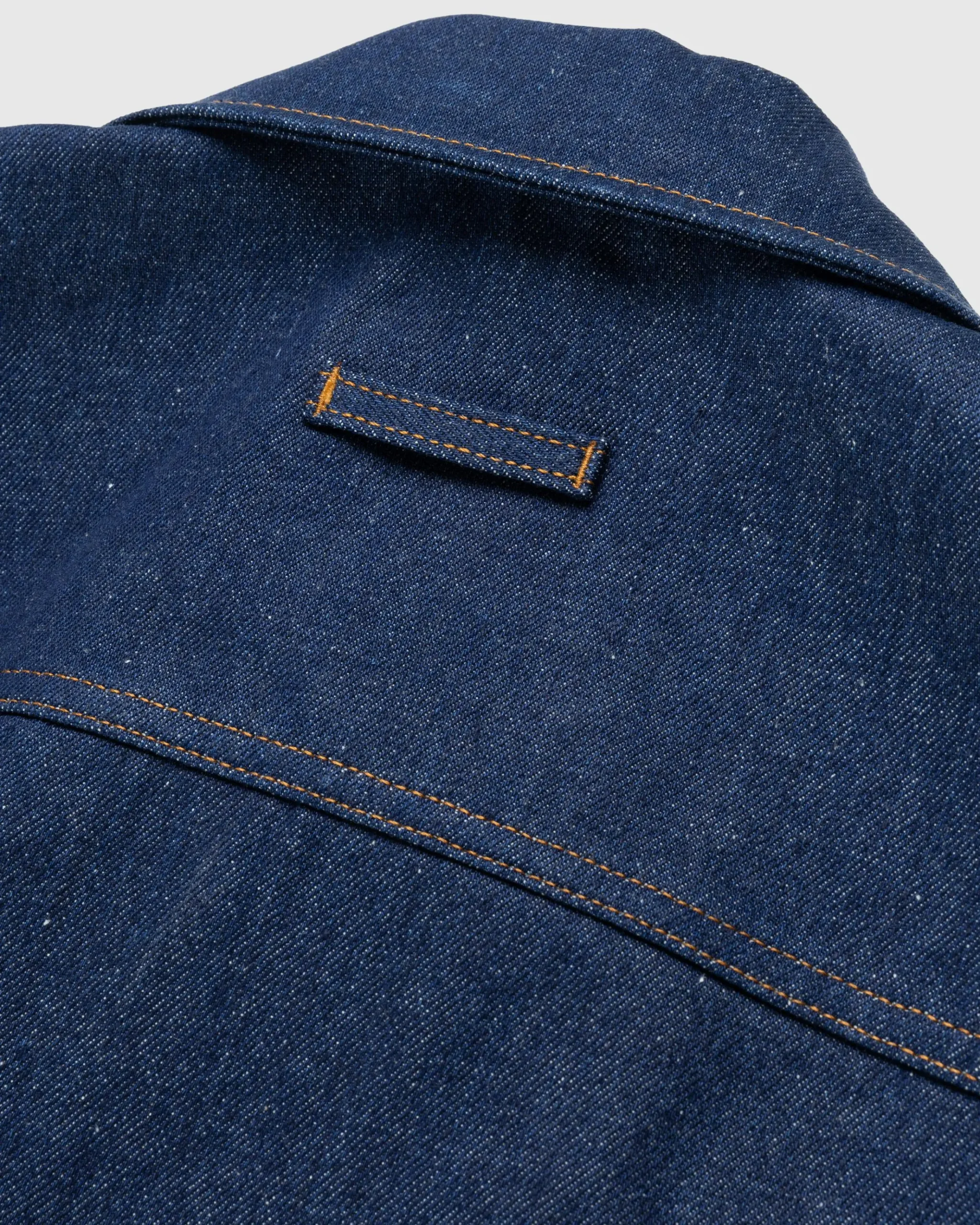 Shop Jean Paul Gaultier Denim Jacket With Lace Detail indigo