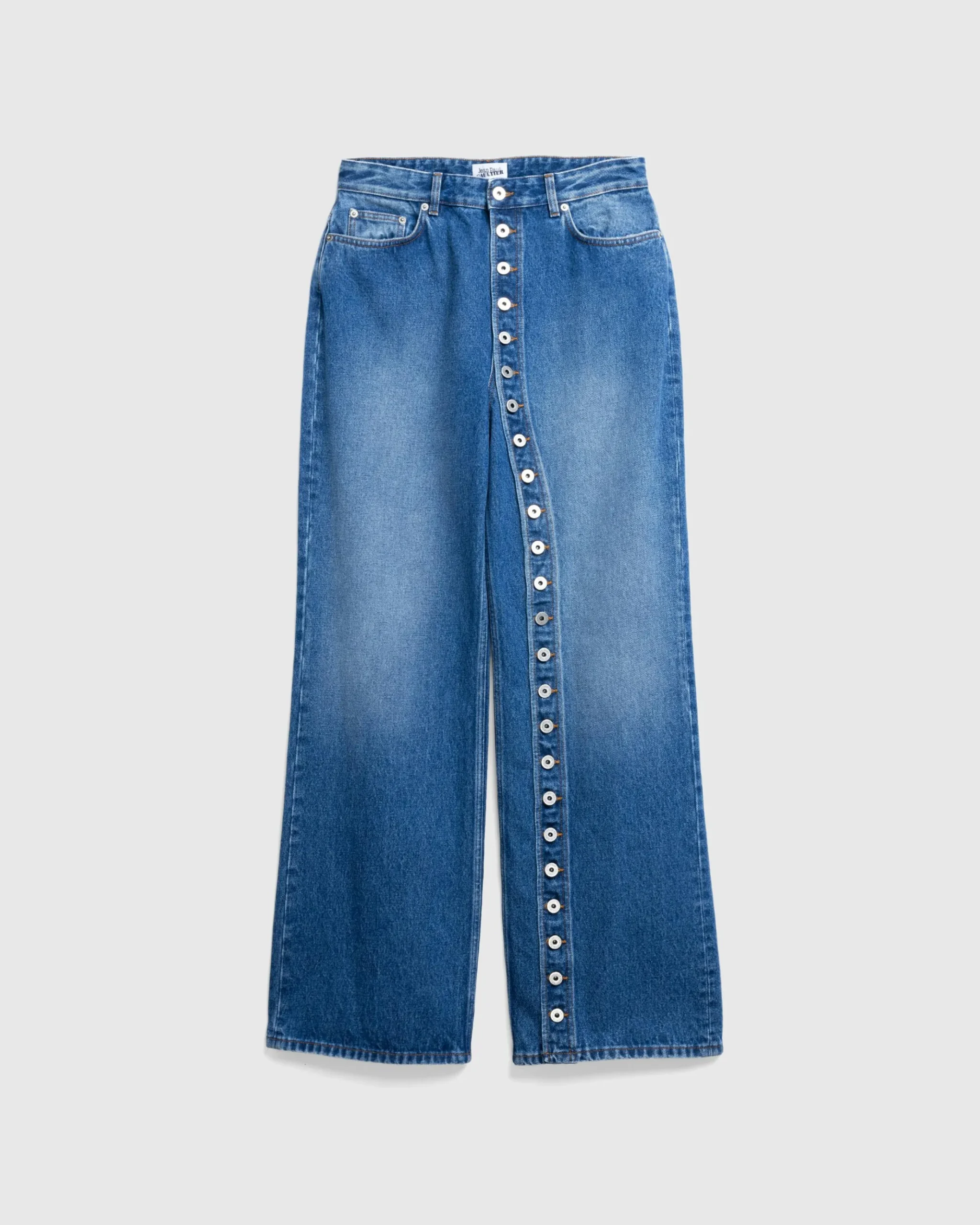 Discount Jean Paul Gaultier Denim Jean With One Leg Buttons Detail Vintage Blue vintageblue