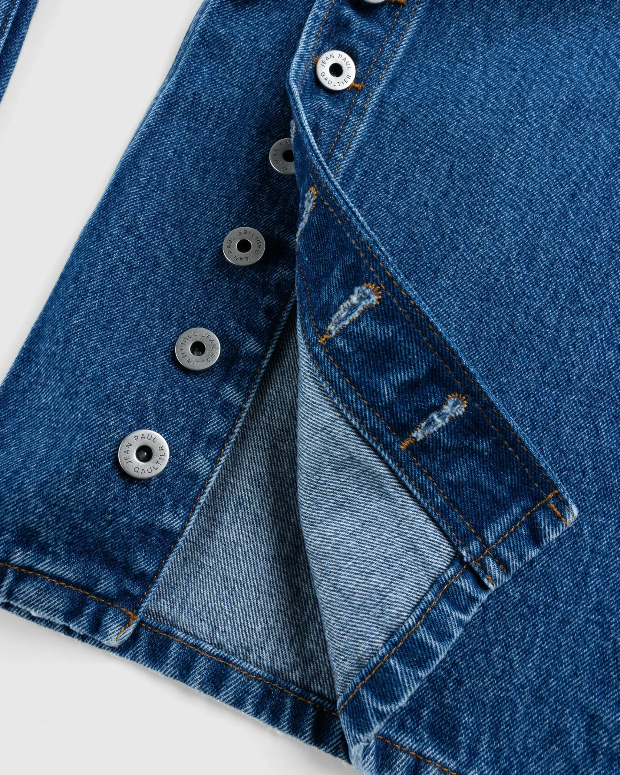 Discount Jean Paul Gaultier Denim Jean With One Leg Buttons Detail Vintage Blue vintageblue