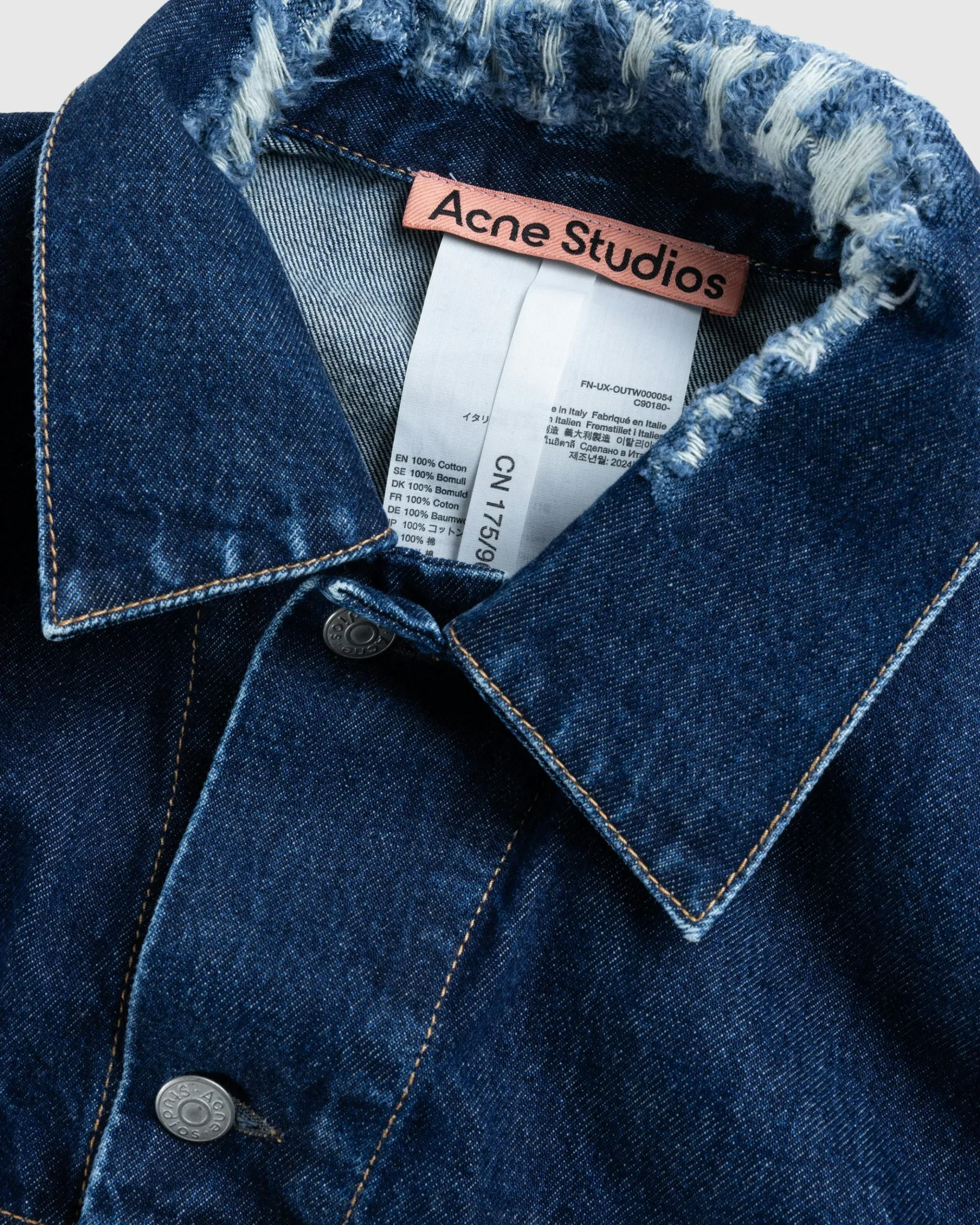Outlet Acne Studios Distressed Denim Jacket Mid Blue midblue