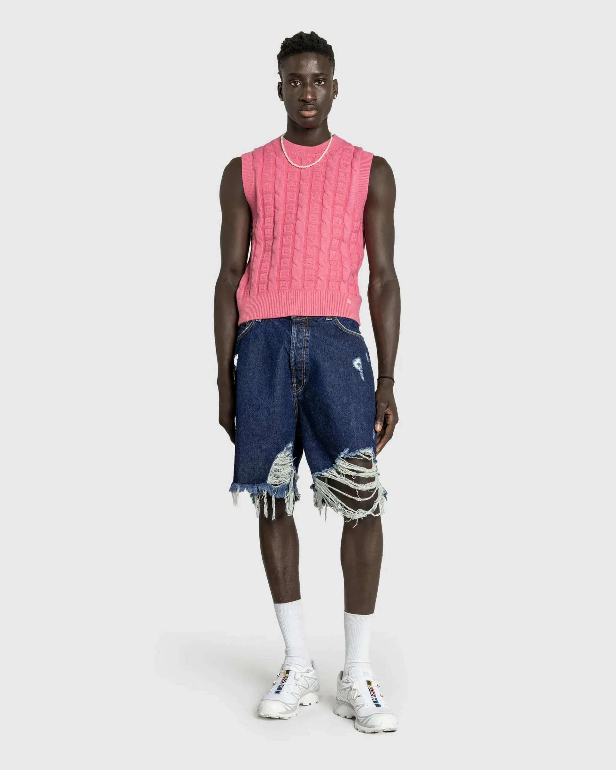 Hot Acne Studios Distressed Denim Shorts Mid Blue midblue