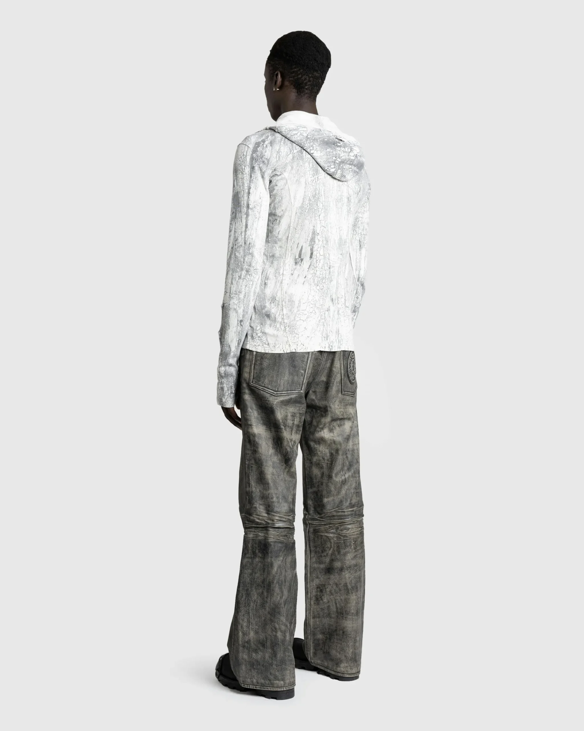 Sale Acne Studios Distressed Leather Pant black